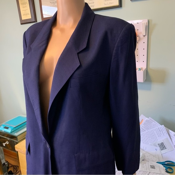 Vintage 80’s Evan Picone ILGWU Navy Single Button Blazer Size 14 - Picture 3 of 4